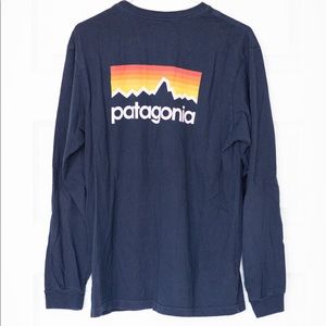 Patagonia Navy Long Sleeve Tee Logo